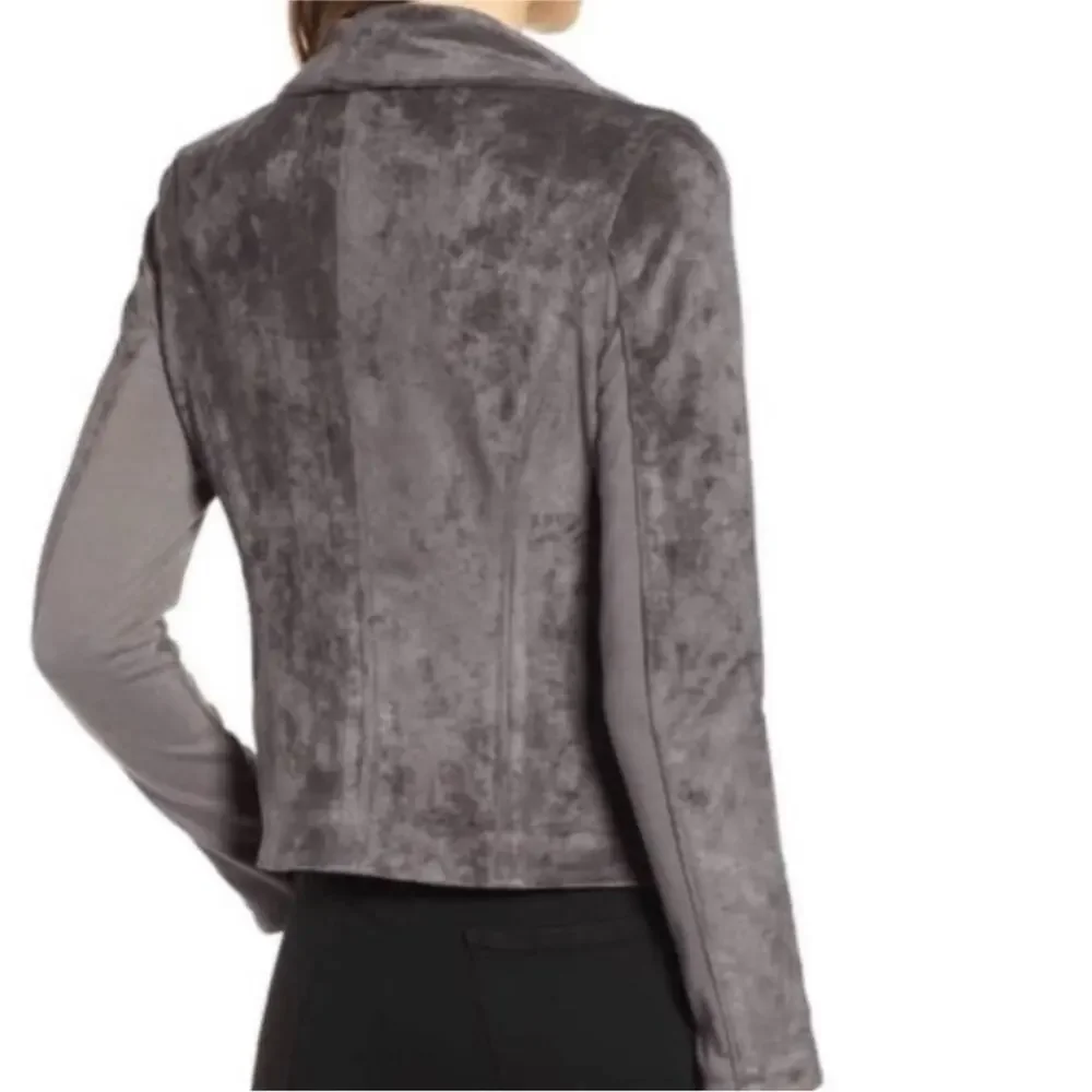 Blank NYC Gray moto Teddy Jacket suede plush coat size medium